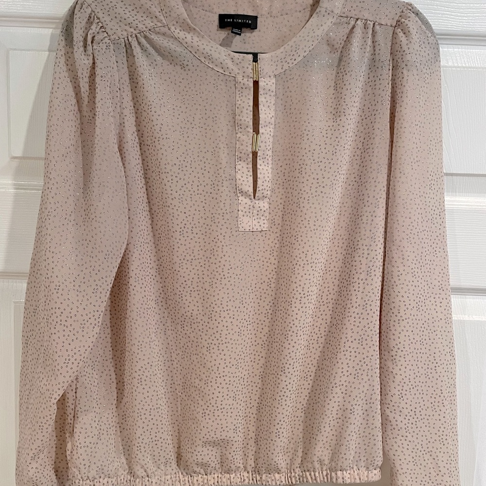Limited Champagne Sheer Blouse Gold Accents Size Large